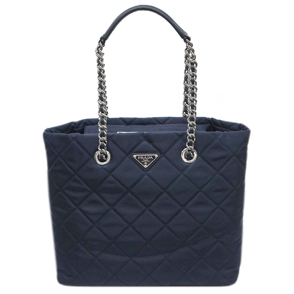 Prada bag 1BG017 Tote bag Chain strap TESSUTO IMPUNTU NERO Quilted nylon black
