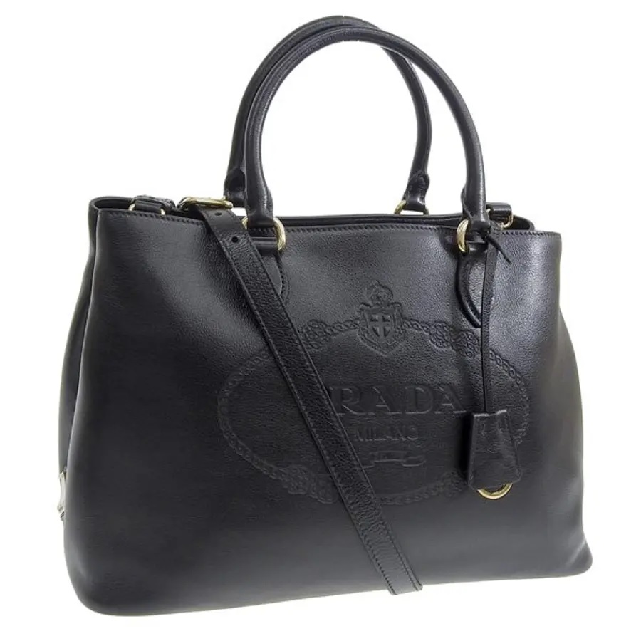 Prada Calf Logo 1ba579 Glacé Calfskin Leather Tote